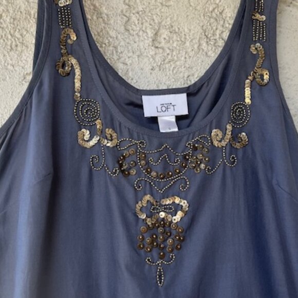 LOFT Tops - Cotton/Silk Beaded Tank Blouse – new with tags